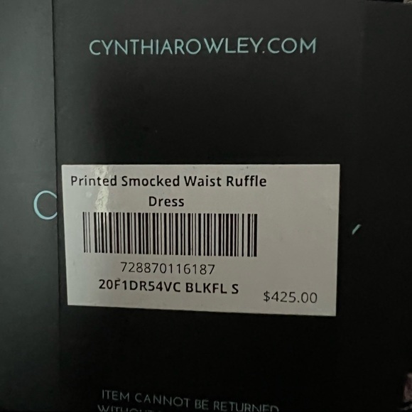 CYNTHIA ROWLEY
HOLLY SMOCKED WAIST RUFFLE DRESS
- BLACK FLORAL, New With Tags - Picture 7 of 7